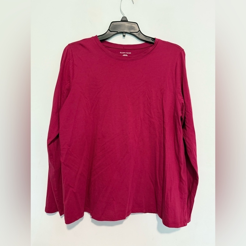 EILEEN FISHER Womens Pink Blouse Size Large Long Sleeve Organic Cotton